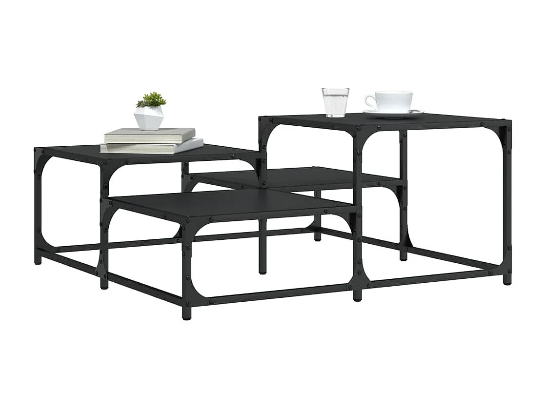 Table basse noir 87,5x87,5x40 cm bois d'ingénierie