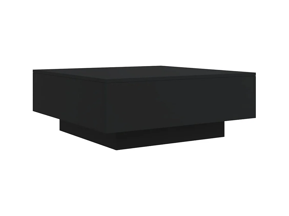 Table basse avec lumières LED noir 80x80x31 cm