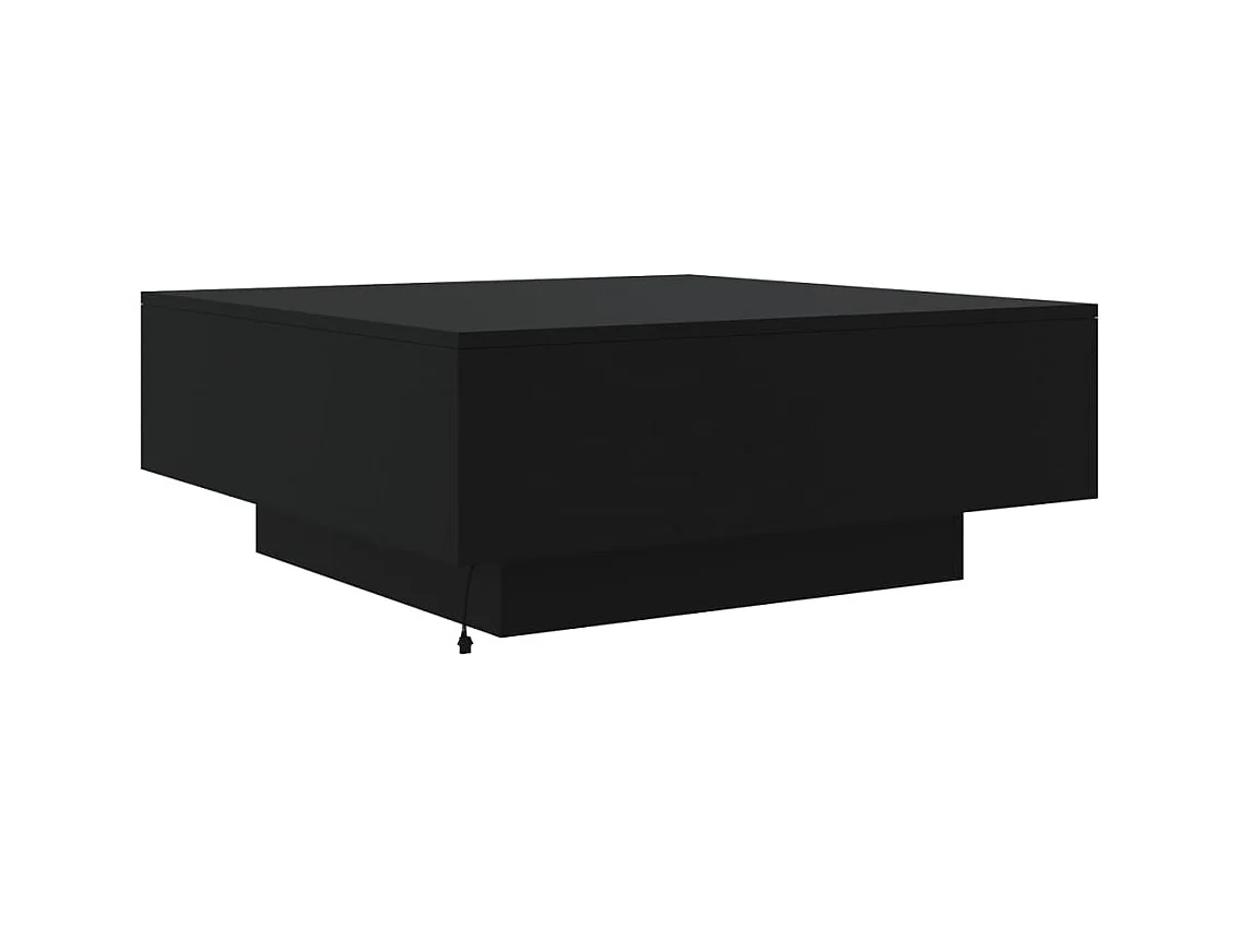 Table basse avec lumières LED noir 80x80x31 cm