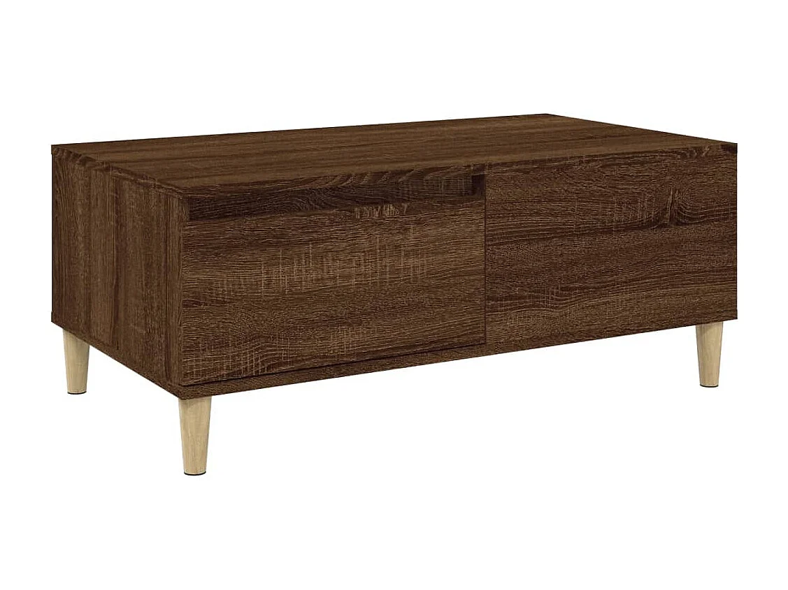 Mesa de centro madera contrachapada marrón roble 90x50x36,5 cm