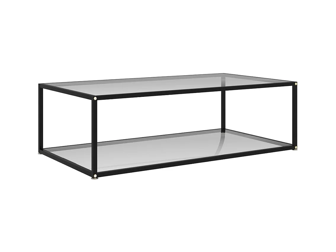 Table basse noire 120x60x35 cm verre trempé
