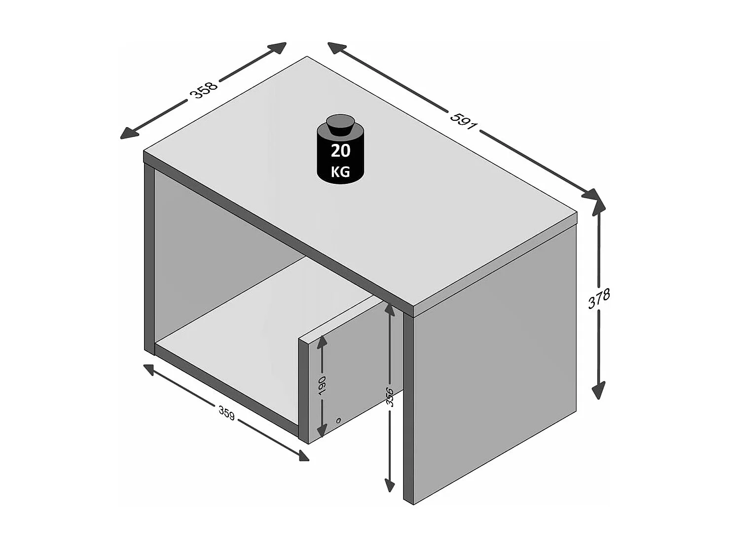 Mesa de centro 2-em-1 59,1x35,8x37,8 cm branco