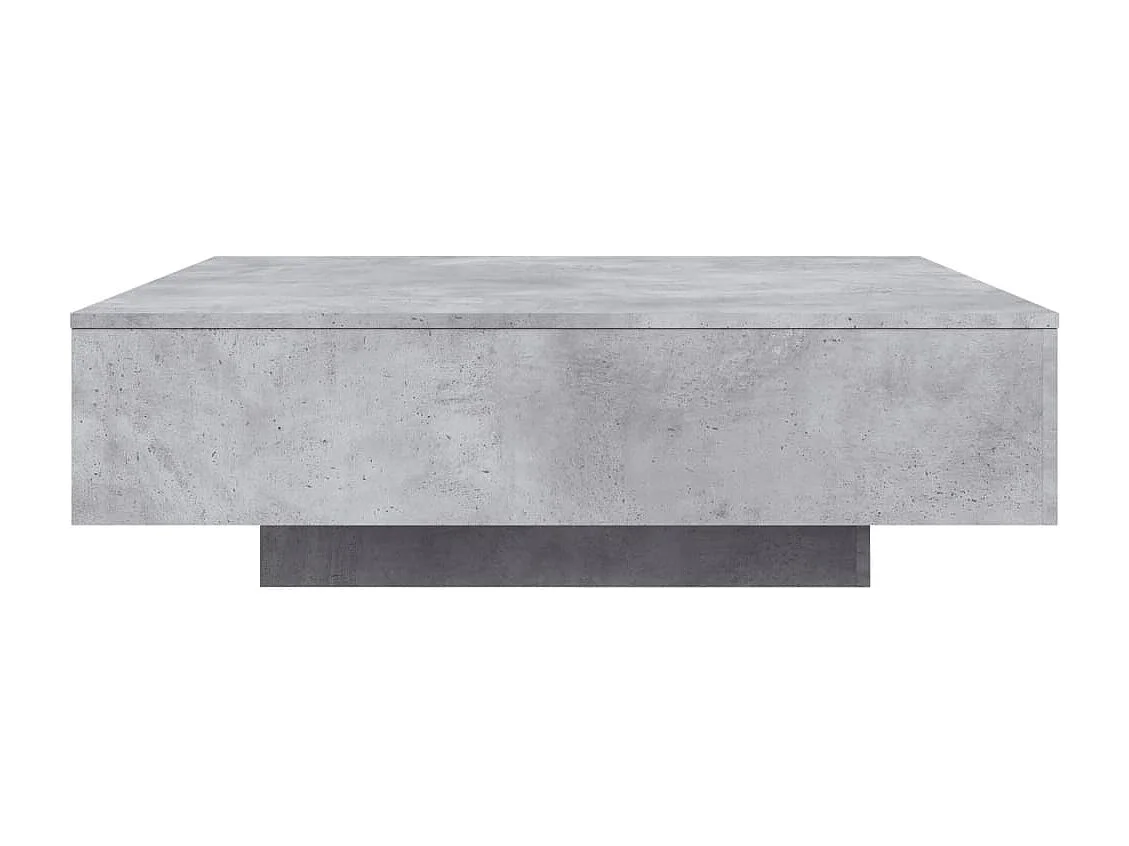 Table basse avec lumières LED gris béton 100x100x31 cm