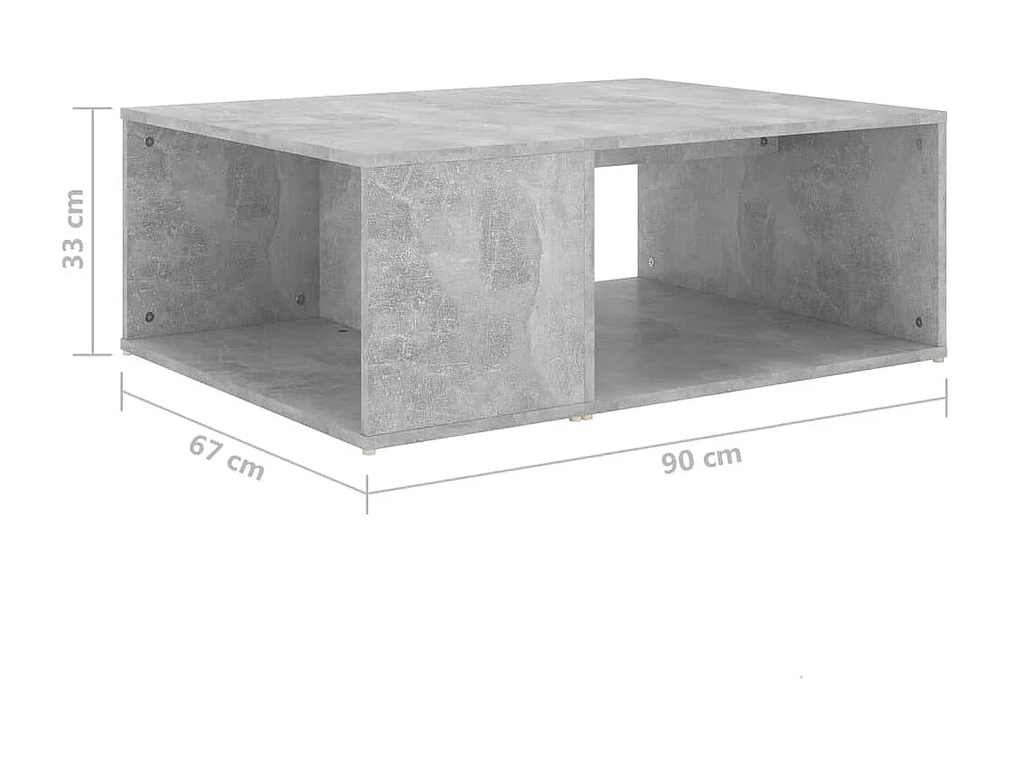 Table basse Gris béton 90x67x33 cm Aggloméré