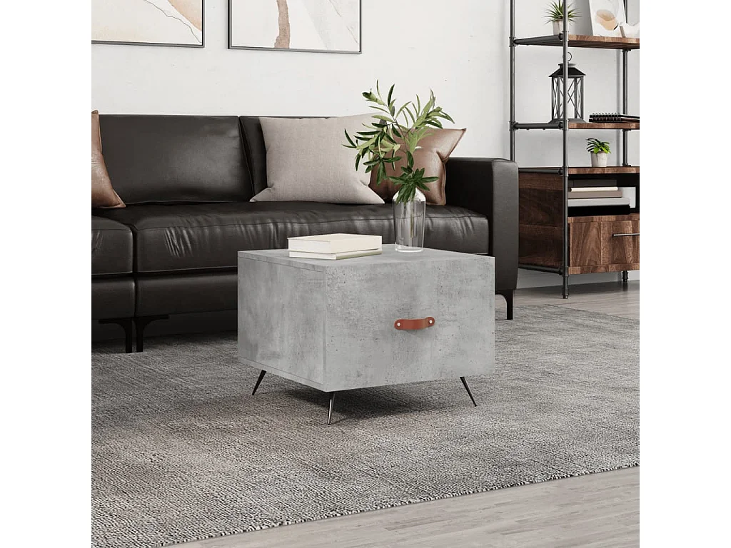Table basse gris béton 50x50x40 cm bois d'ingénierie