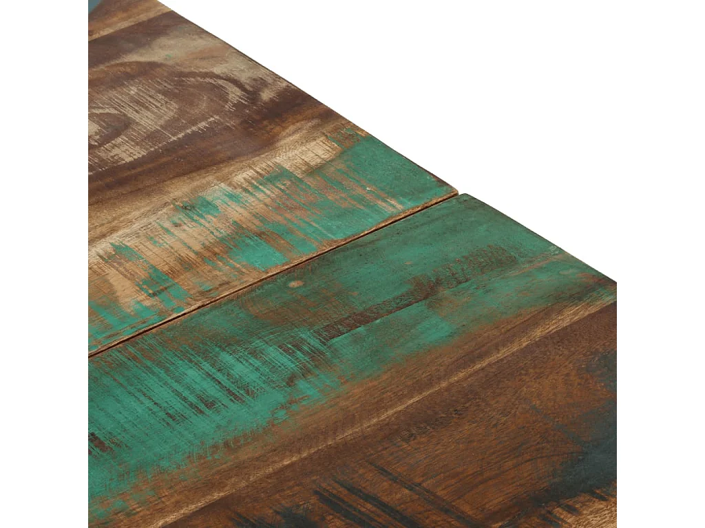 Table basse argenté inox et bois de récupération massif