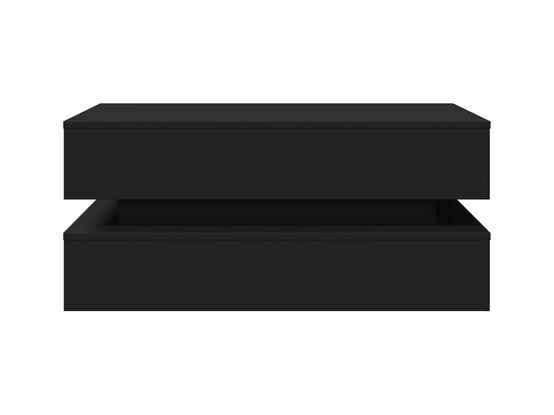 Table basse avec lumières LED noir 90x50x40 cm