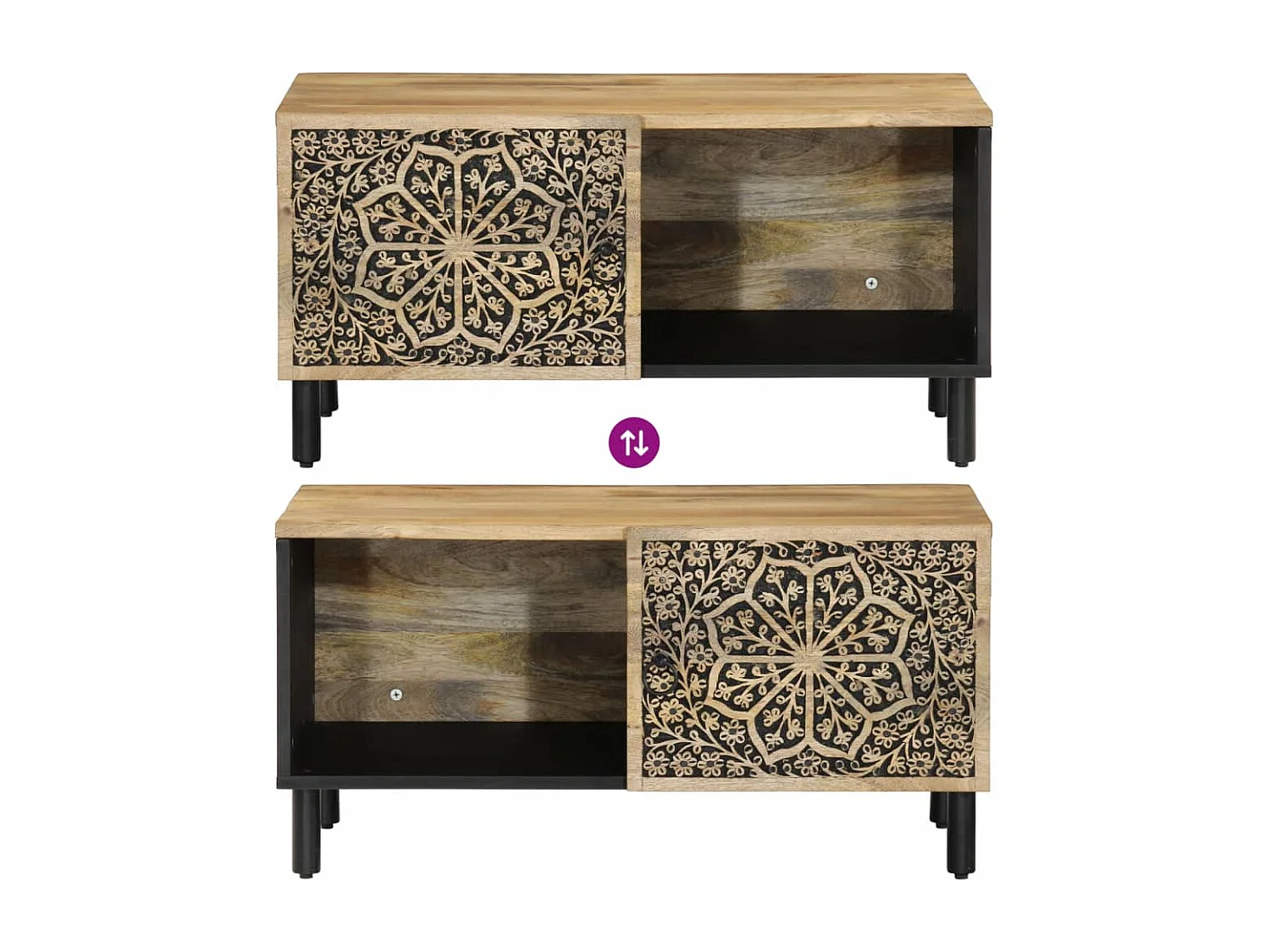 Table basse 80x50x40 cm bois de manguier massif