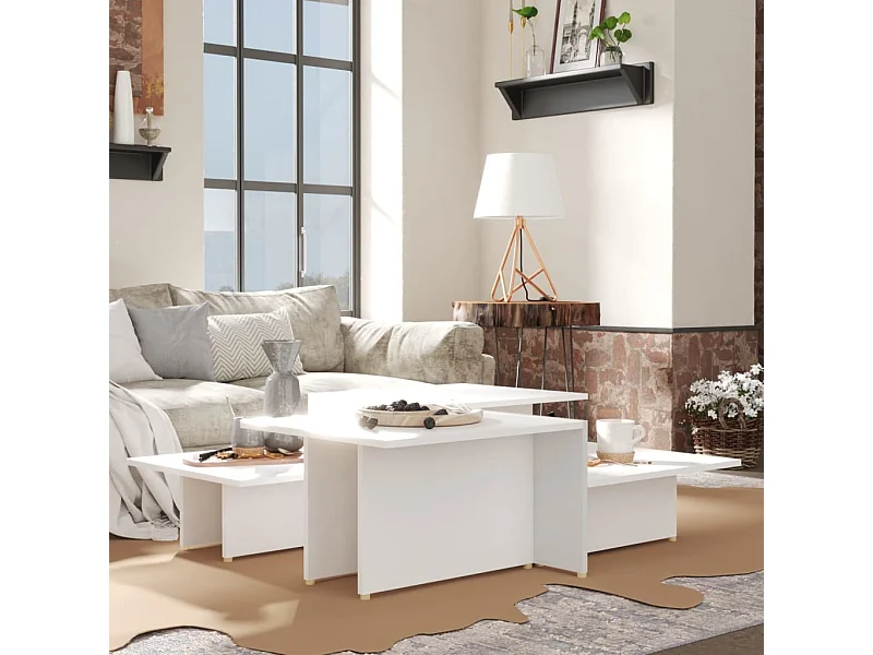 Tables basses 2 pièces Blanc 111,5x50x33 cm Bois d'ingénierie