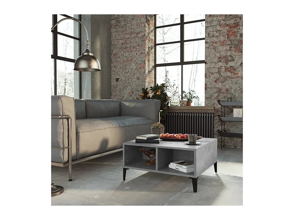 Mesa de centro madera contrachapada gris hormigón 60x60x30 cm