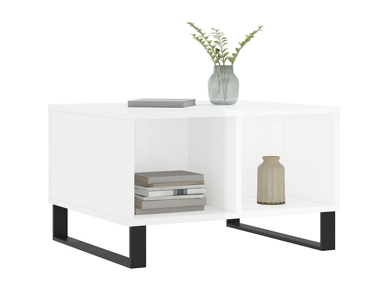 Table basse Blanc brillant 60x50x36,5 cm Bois d'ingénierie