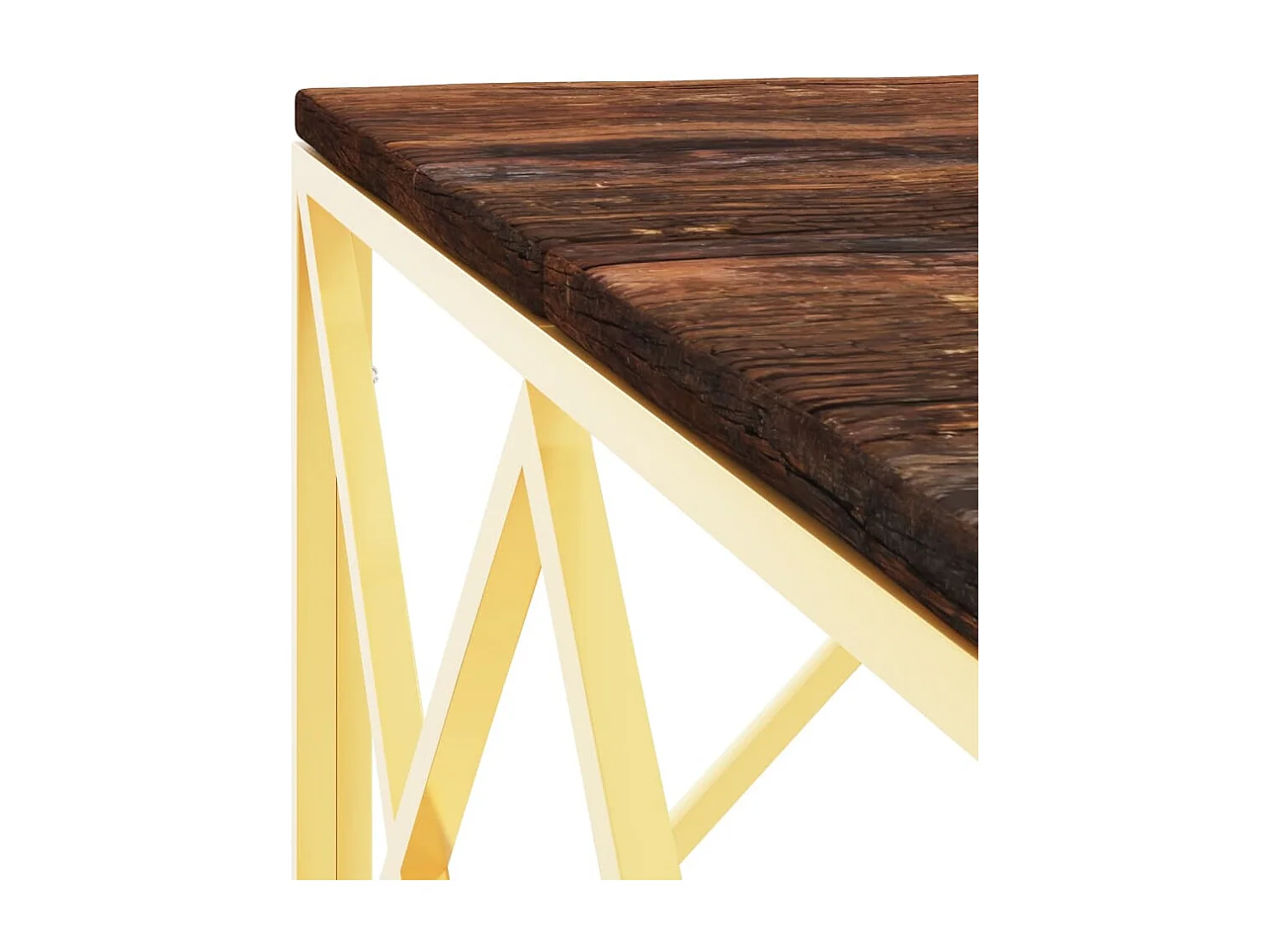 Salontafel roestvrijstaal en massief gerecycled hout goudkleur