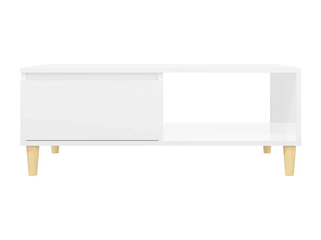 Table basse Blanc brillant 90x60x35 cm Aggloméré