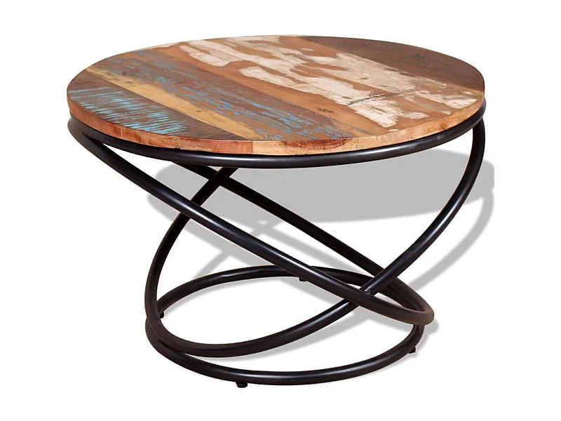 Mesa de centro de madera maciza reciclada 60x60x40 cm