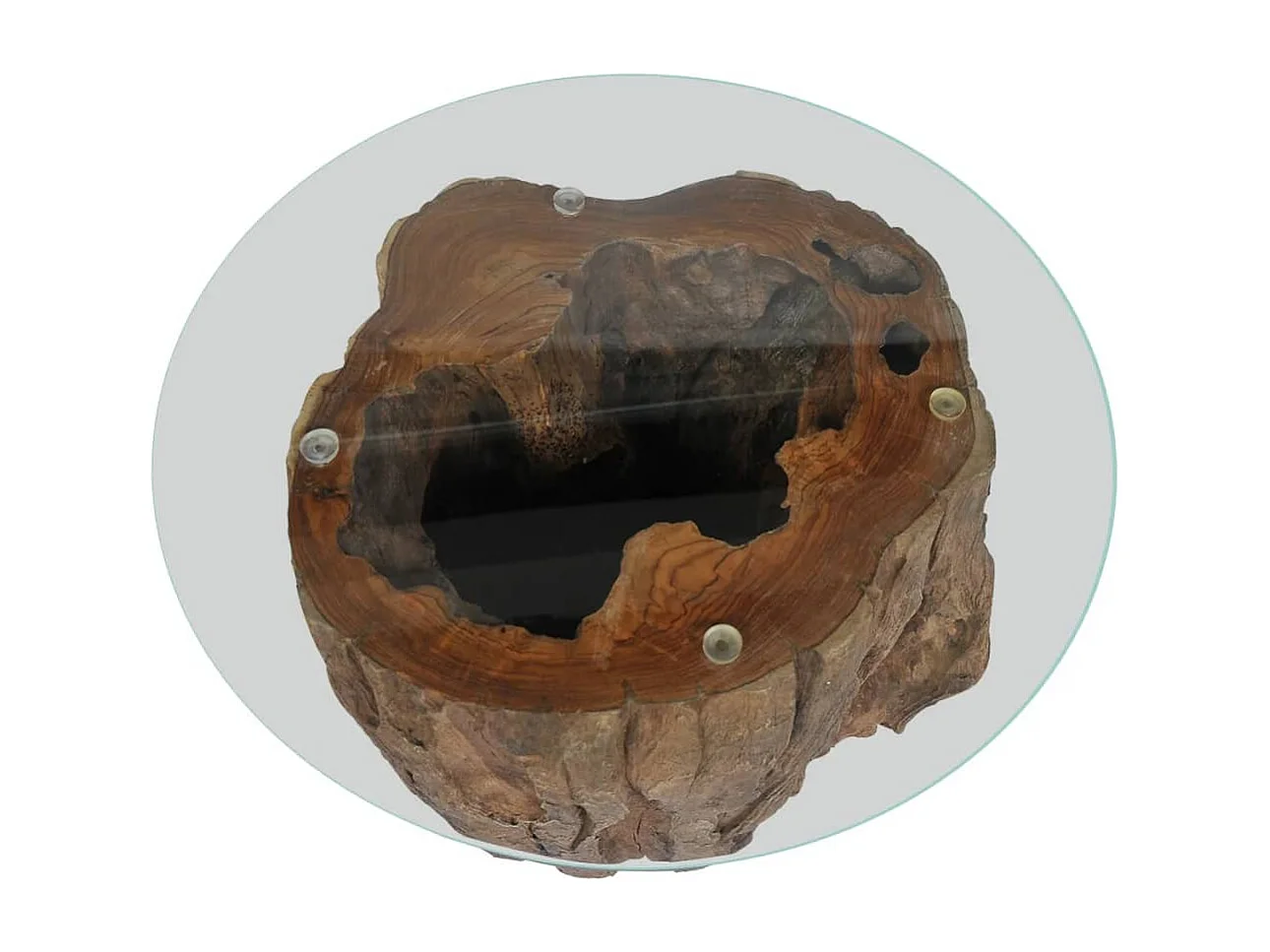 Salontafel 50x40 cm teakhout en glas