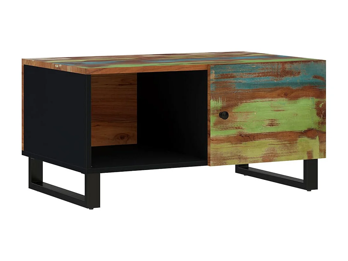 Mesa de centro madera reciclada y contrachapada 80x50x40 cm