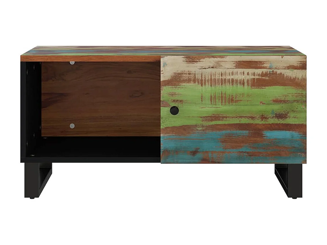 Mesa de centro madera reciclada y contrachapada 80x50x40 cm