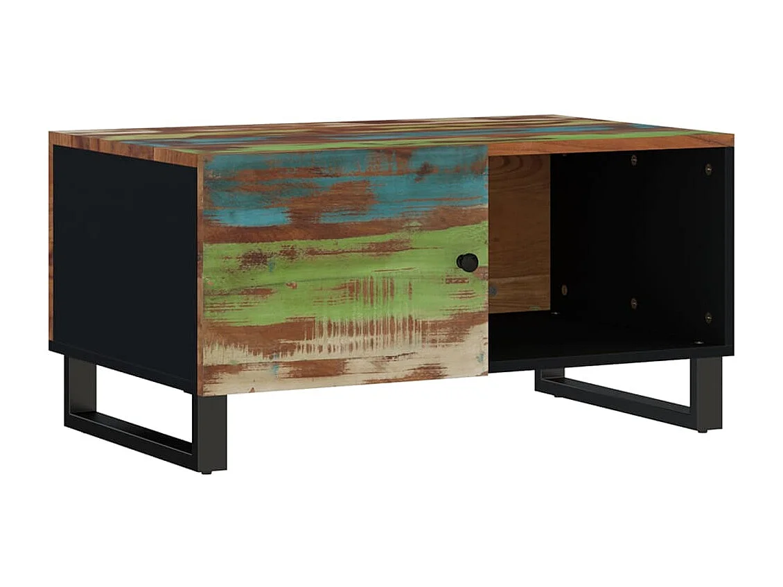 Mesa de centro madera reciclada y contrachapada 80x50x40 cm