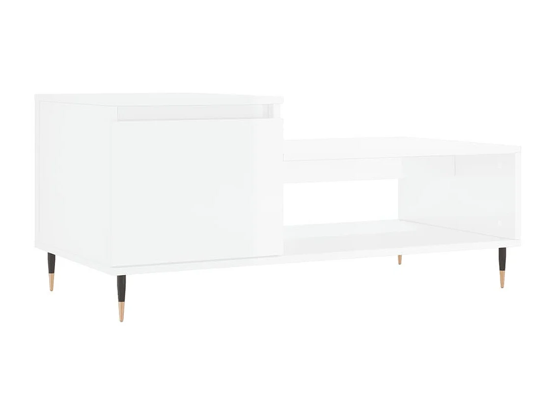 Mesa de centro madera contrachapada blanco brillo 100x50x45 cm