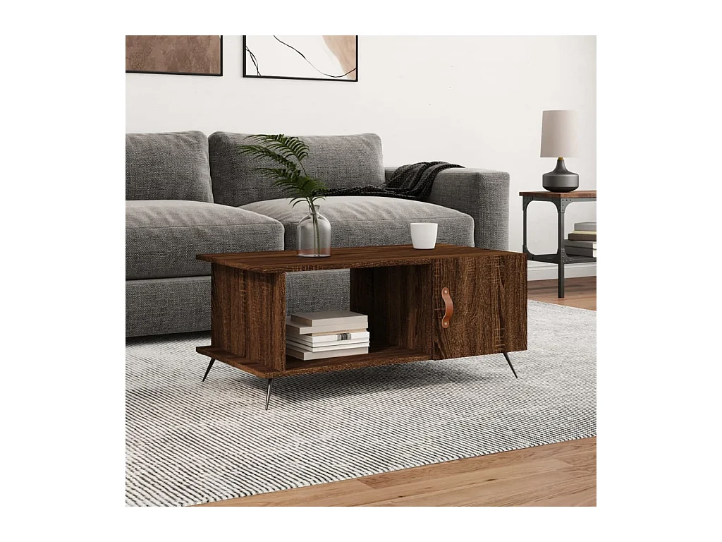 Salontafel 90x50x40 cm bewerkt hout bruin eikenkleur
