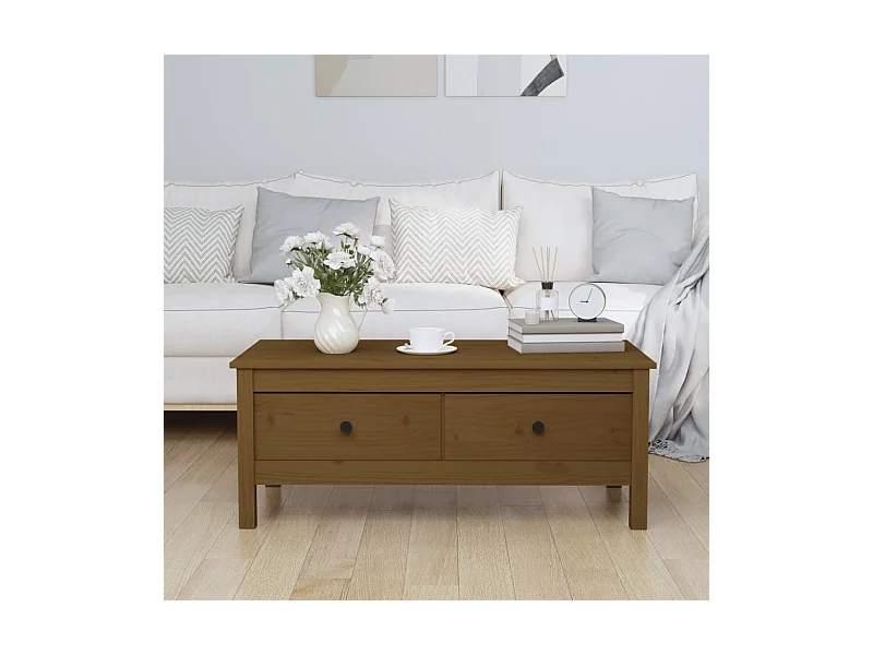 Table basse Marron miel 100x50x40 cm Bois massif de pin