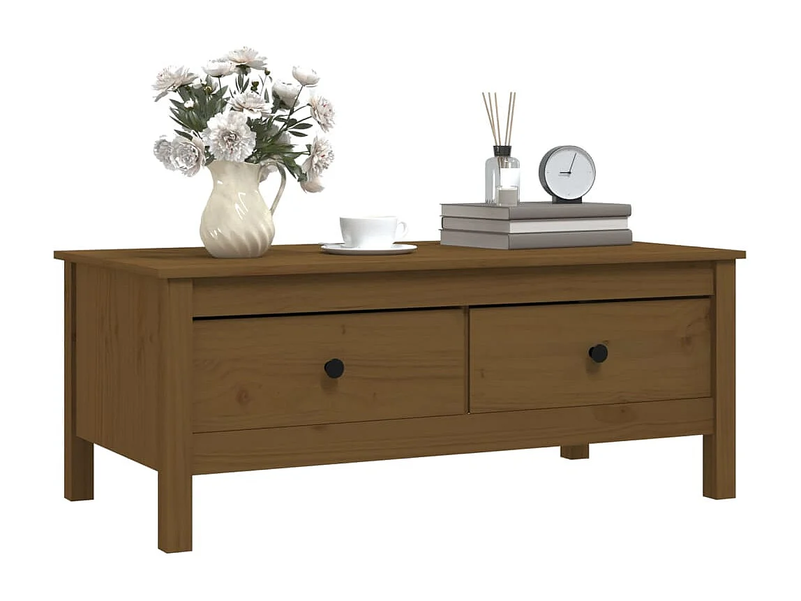 Table basse Marron miel 100x50x40 cm Bois massif de pin