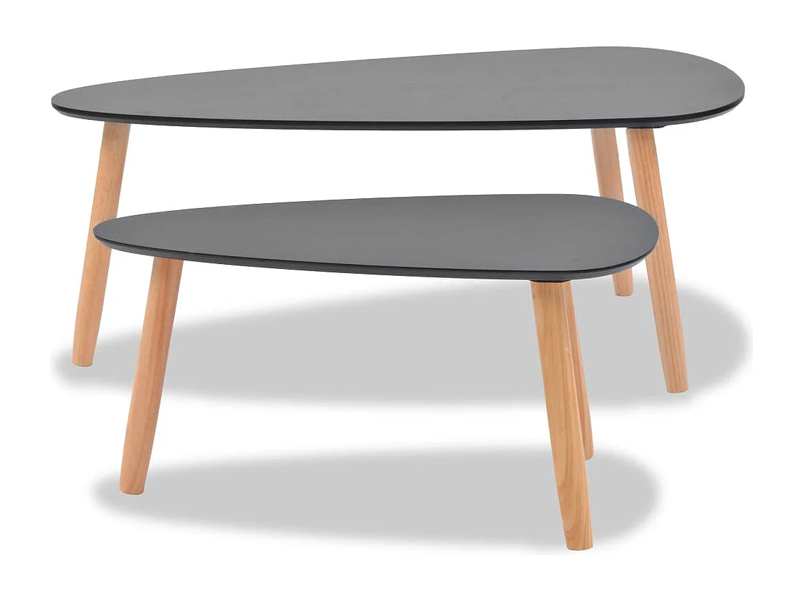 Ensemble de tables basses 2 pièces Bois de pin massif Noir