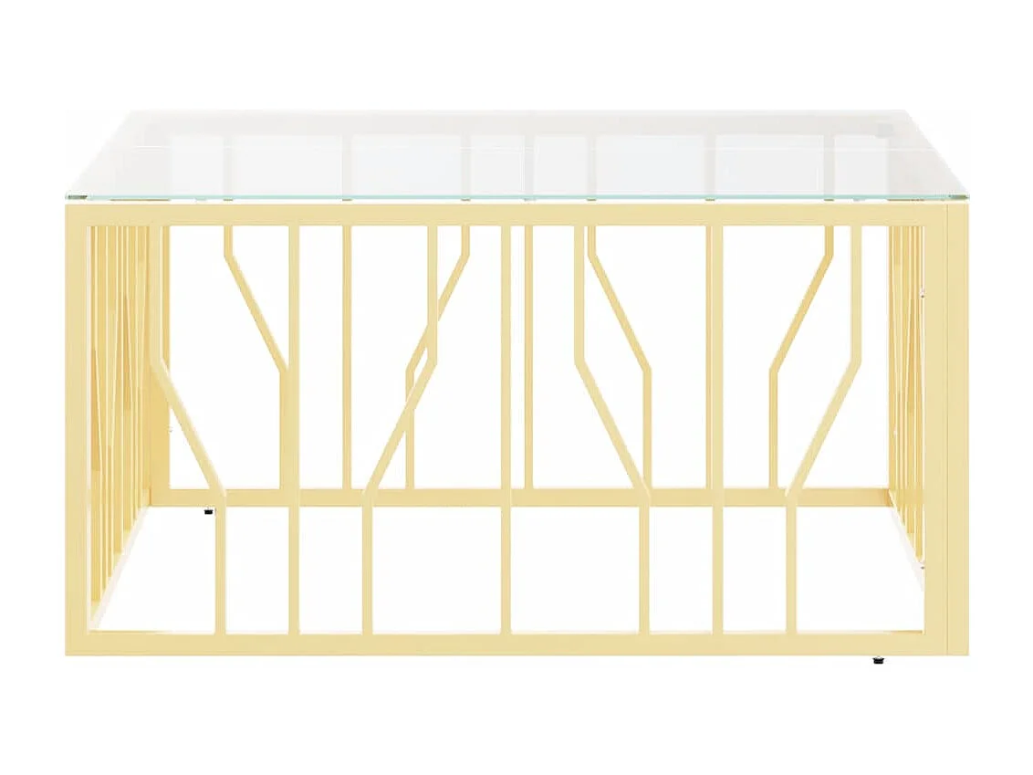 Table basse doré 80x80x40 cm acier inoxydable et verre