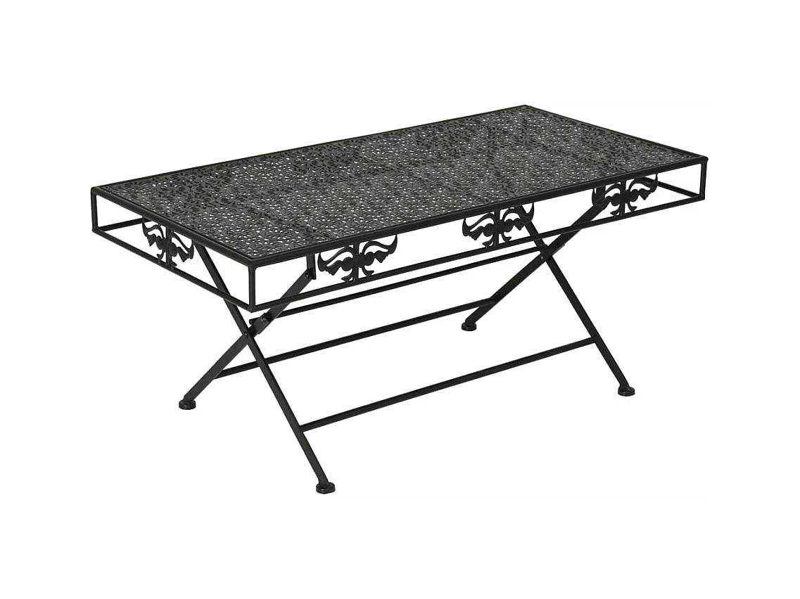 Mesa de centro plegable estilo vintage metal 100x50x45 cm negro