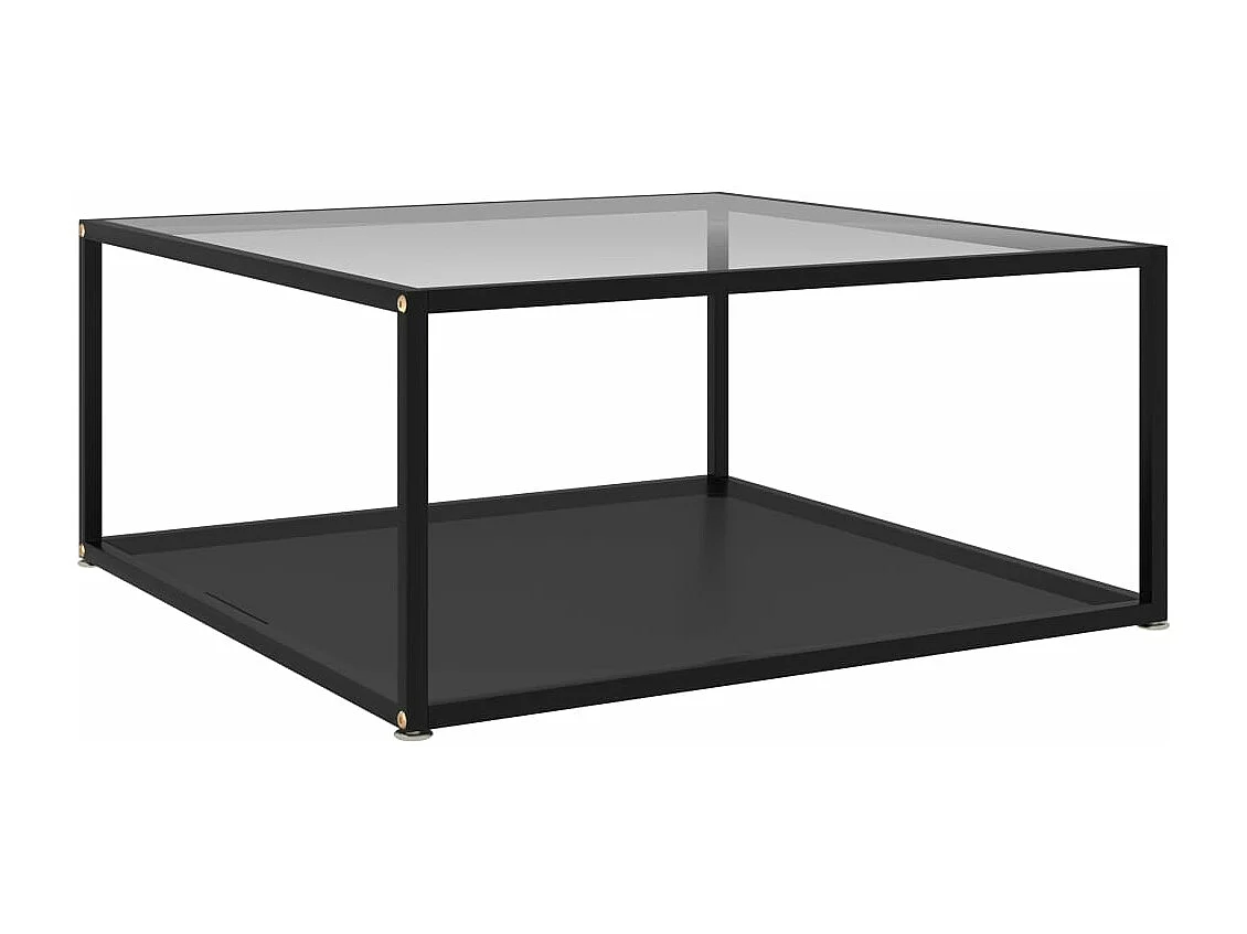 Mesa de centro vidrio templado transparente y negro 80x80x35 cm
