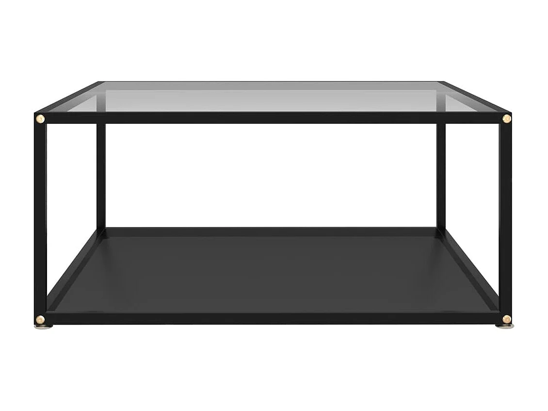 Mesa de centro vidrio templado transparente y negro 80x80x35 cm