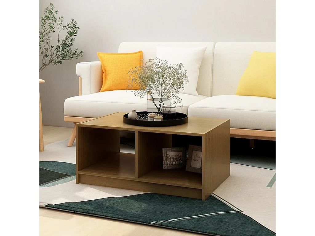 Table basse Marron miel 75x50x33,5 cm Bois de pin massif