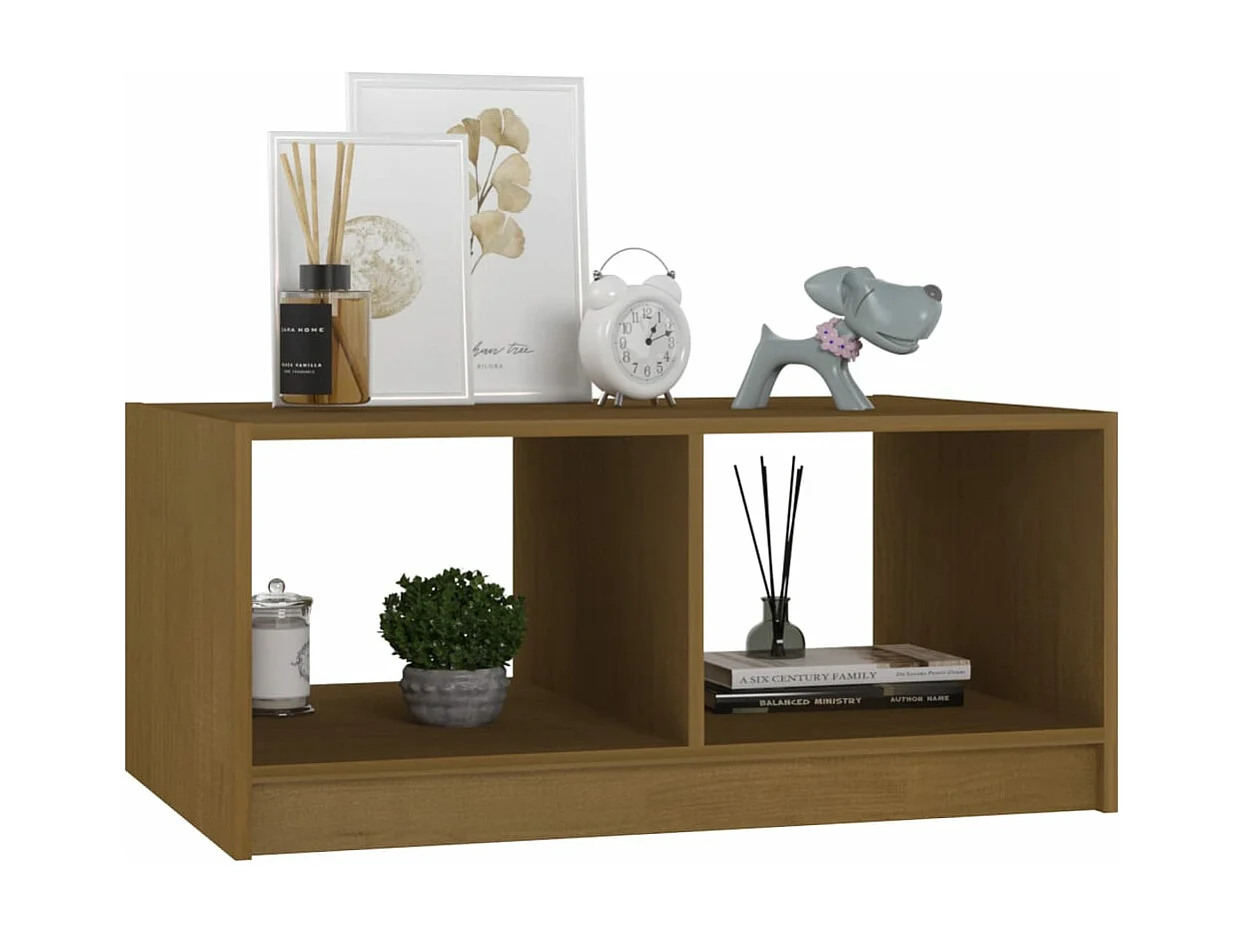 Table basse Marron miel 75x50x33,5 cm Bois de pin massif