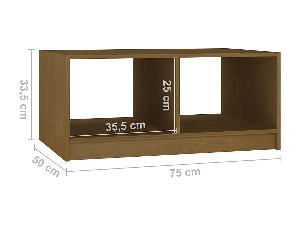 Table basse Marron miel 75x50x33,5 cm Bois de pin massif
