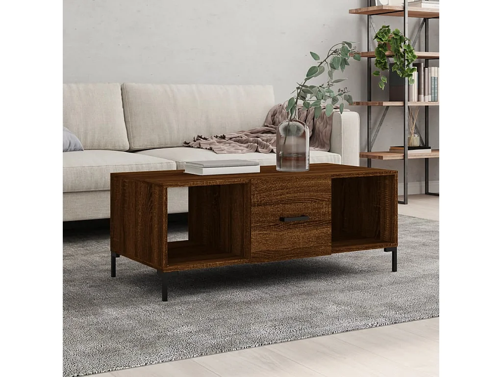 Table basse chêne marron 102x50x40 cm bois d'ingénierie