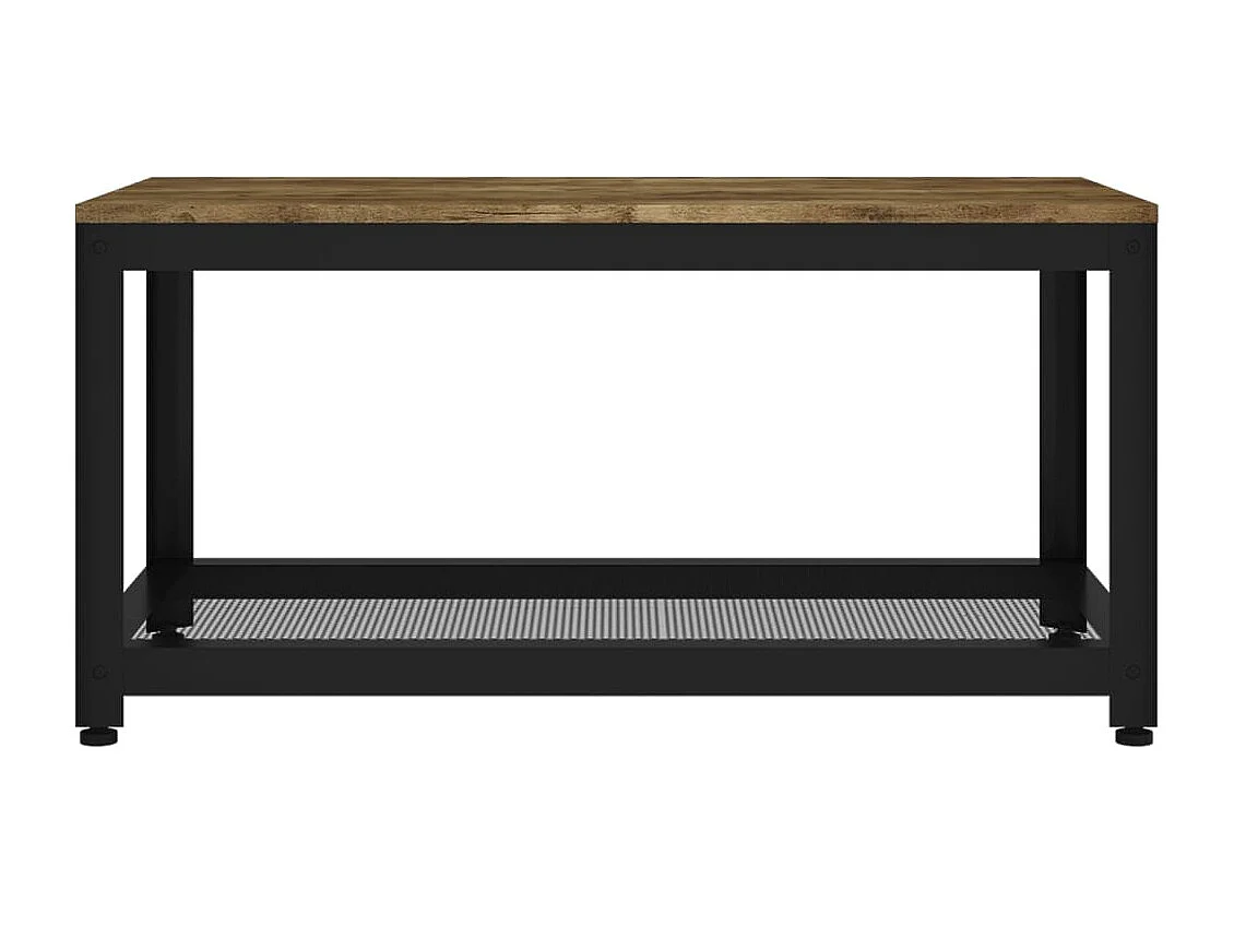 Mesita de centro MDF y hierro marrón oscuro y negro 90x45x45 cm