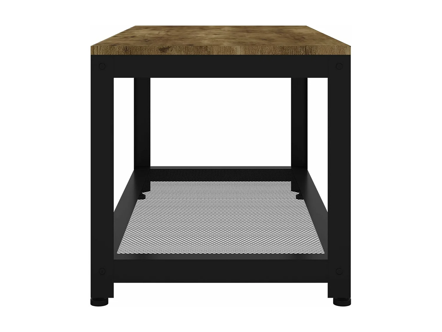 Mesita de centro MDF y hierro marrón oscuro y negro 90x45x45 cm