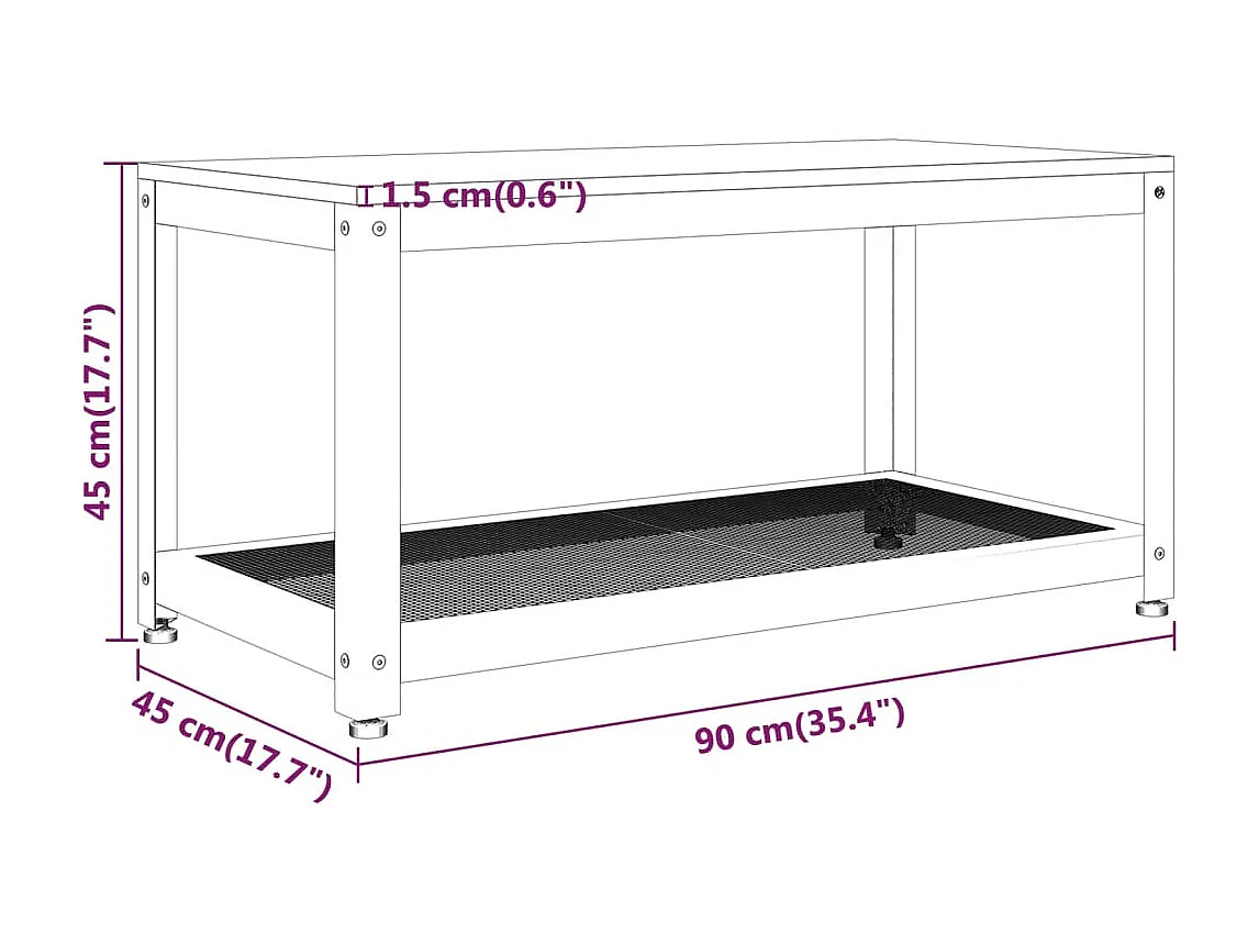 Mesita de centro MDF y hierro marrón oscuro y negro 90x45x45 cm