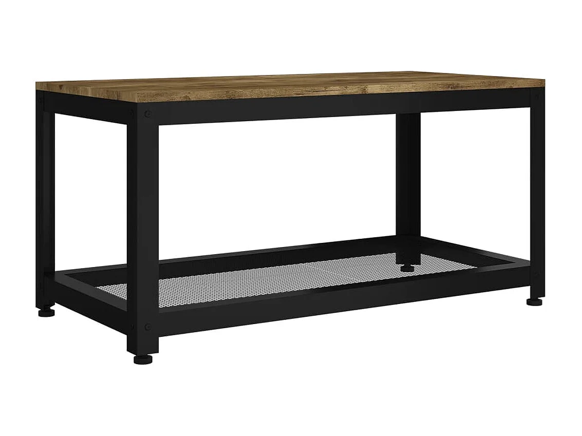 Mesita de centro MDF y hierro marrón oscuro y negro 90x45x45 cm