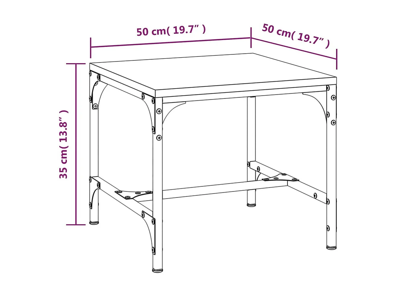 Salontafel 50x50x35 cm bewerkt hout zwart