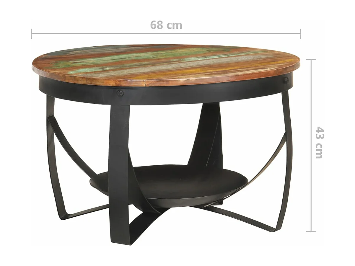 Table basse Ø68x43 cm Bois de récupération massif