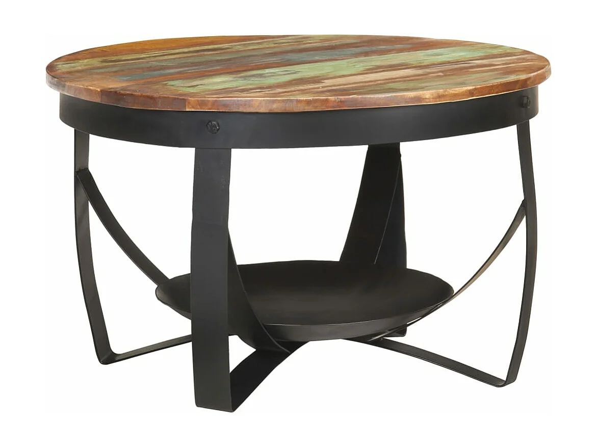 Table basse Ø68x43 cm Bois de récupération massif