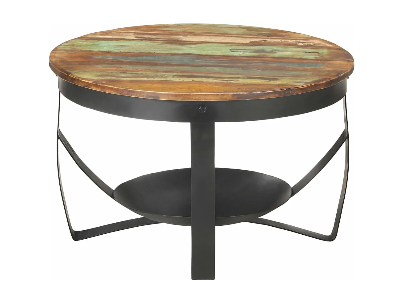 Table basse Ø68x43 cm Bois de récupération massif