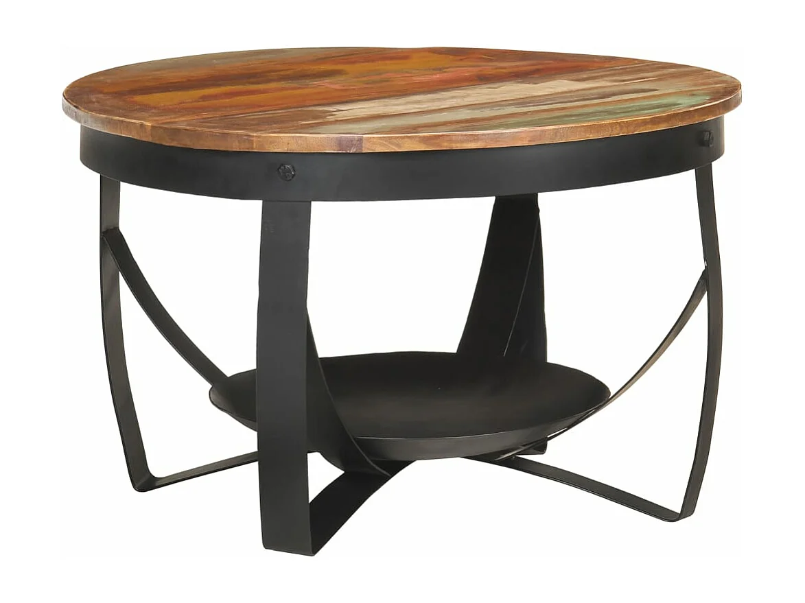 Table basse Ø68x43 cm Bois de récupération massif
