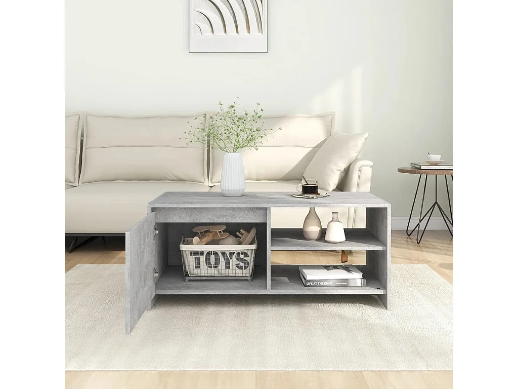 Table basse Gris béton 102x50x45 cm Bois d'ingénierie
