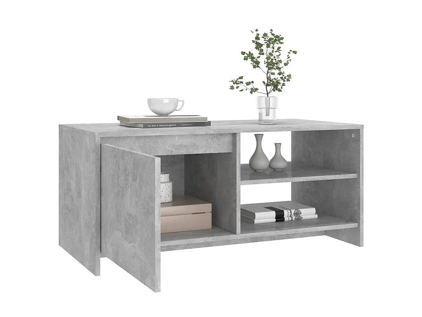 Table basse Gris béton 102x50x45 cm Bois d'ingénierie