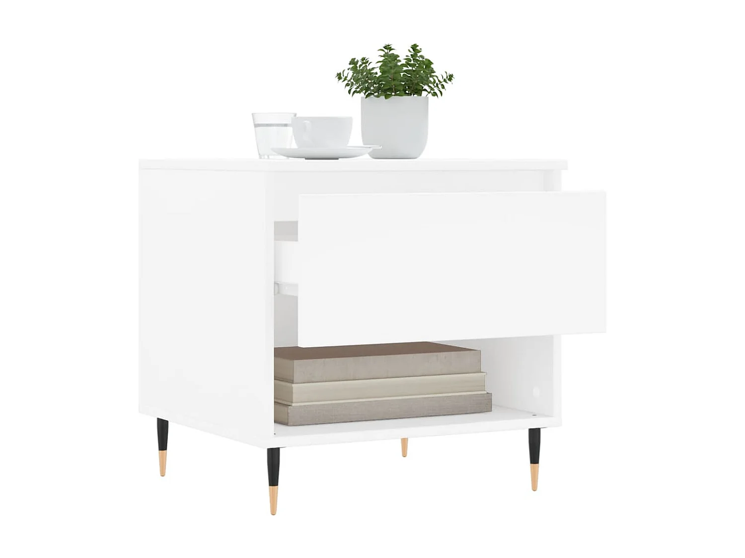 Salontafel 50x46x50 cm bewerkt hout wit