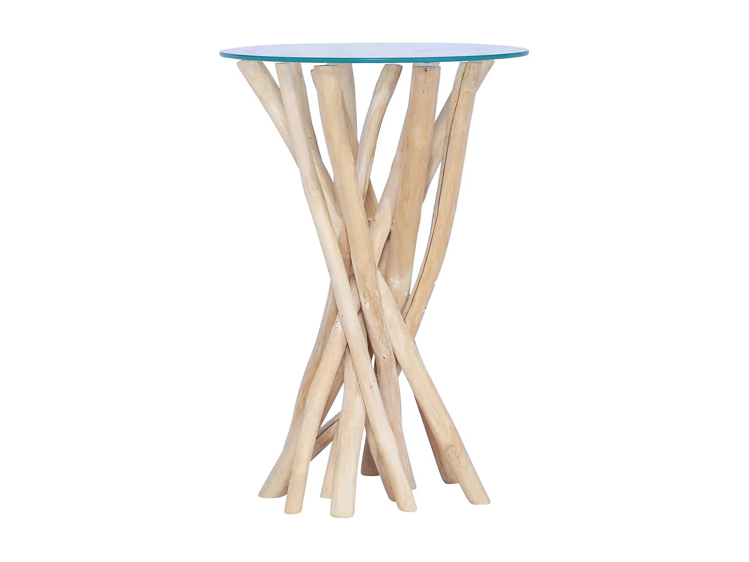 Table basse avec dessus en verre 35x35x50cm Bois de teck massif