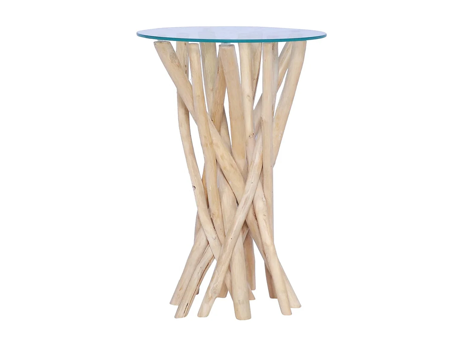 Table basse avec dessus en verre 35x35x50cm Bois de teck massif