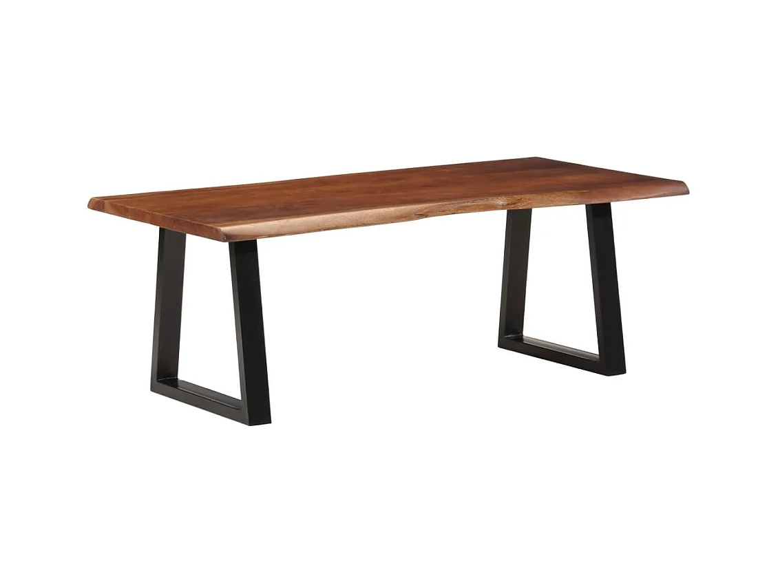 Mesa de centro madera maciza de acacia marrón miel 110x55x40 cm